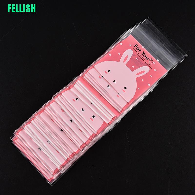 Set 100 Túi Nhựa Đựng Bánh Kẹo In Hình Thỏ Dễ Thương