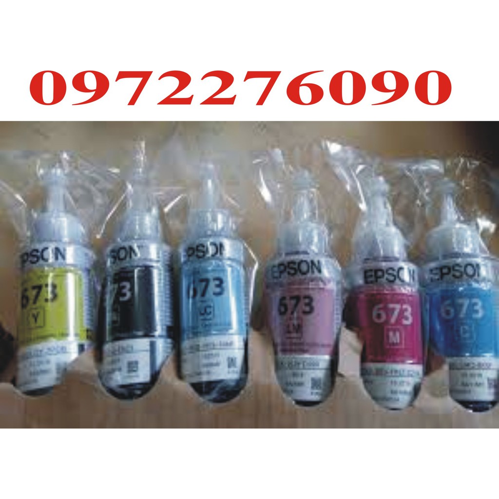 Bộ mực in 6 màu máy in Epson L805/ L800/ L1800/ L850 mã 673 bóc máy