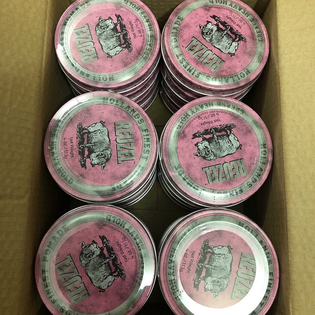 Sáp vuốt tóc Reuzel Grease Heavy Hold Pomade - Lợn Hồng