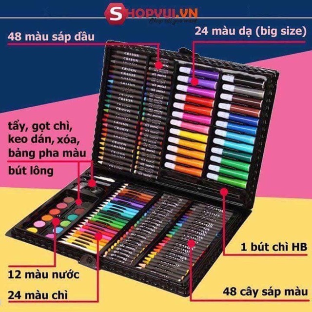 Sỉ set hộp màu 150 chi tiết loại đẹp