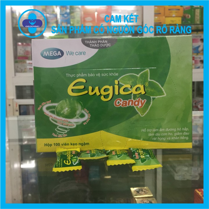 Kẹo ngậm Eugica hộp 100 viên - Làm dịu cơn ho, giảm đau rát họng và khản tiếng. | BigBuy360 - bigbuy360.vn