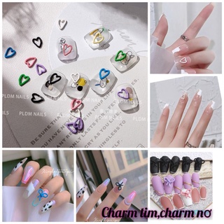 Charm nơ,charm tim kim lại mẫu cute trang trí móng tay mới