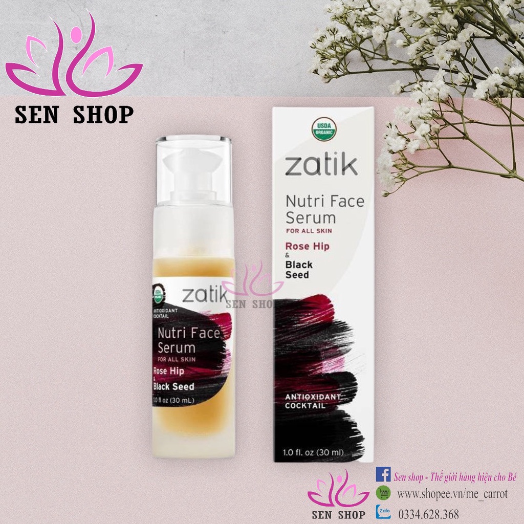 Serum Hữu Cơ Từ Nụ Tầm Xuân và Hạt Thì Là Đen ZATIK - 30ml