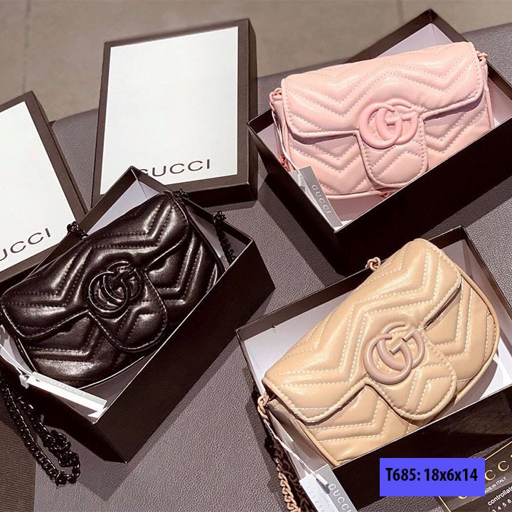 Túi xách tay đeo chéo mini nữ da trơn xích màu sang trọng phong cách hàn quốc T685