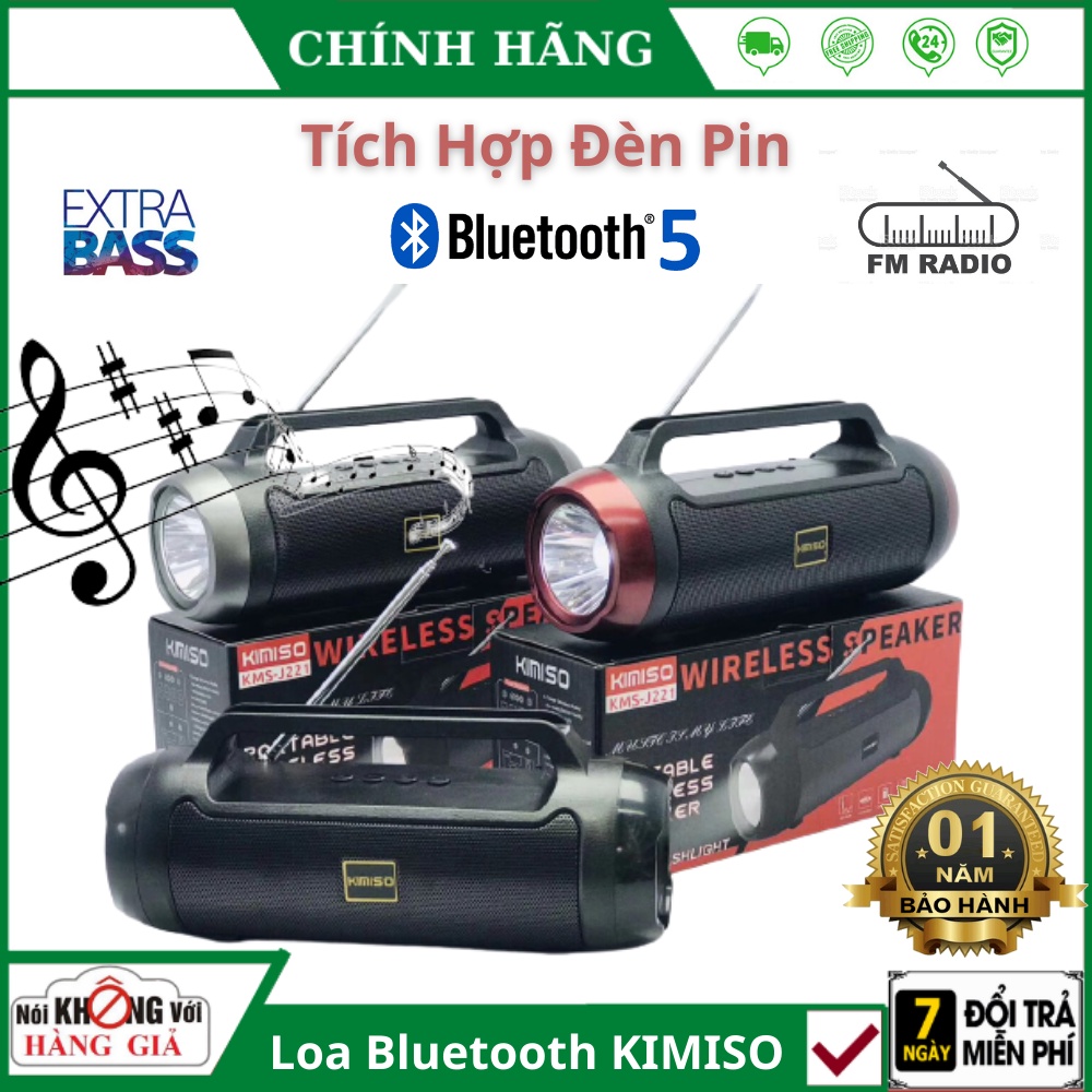 Loa Bluetooth Không Dây Bass Mạnh KMS-J221 - Có Đèn Pin - Loa Bluetooth Mini PIN Khủng Bass Siêu Trầm, Âm Thanh Cực Phê