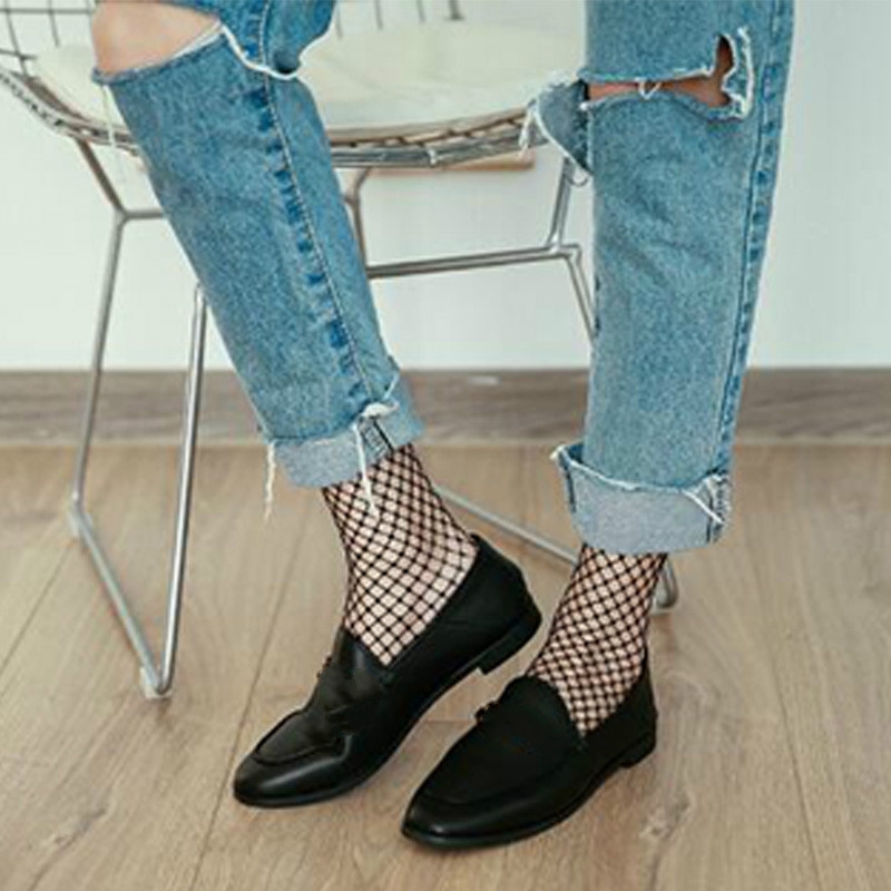 Đôi Vớ Lưới Ngắn Chống Trượt Màu Đen Gợi Cảm Cho Nữ