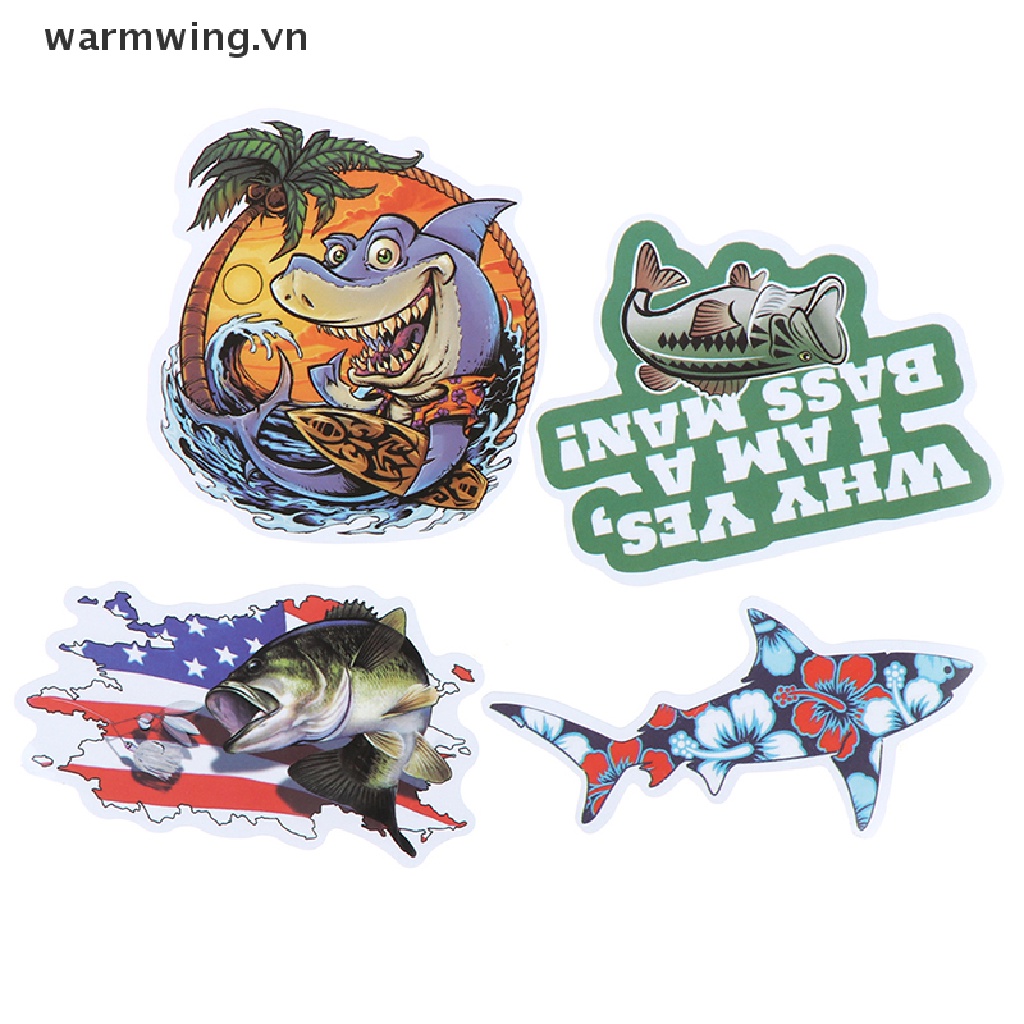 【warmwing】 65Pcs Funny Fisherman Go Fishing Sticker Outdoor Suitcase Laptop Guitar Sticker .