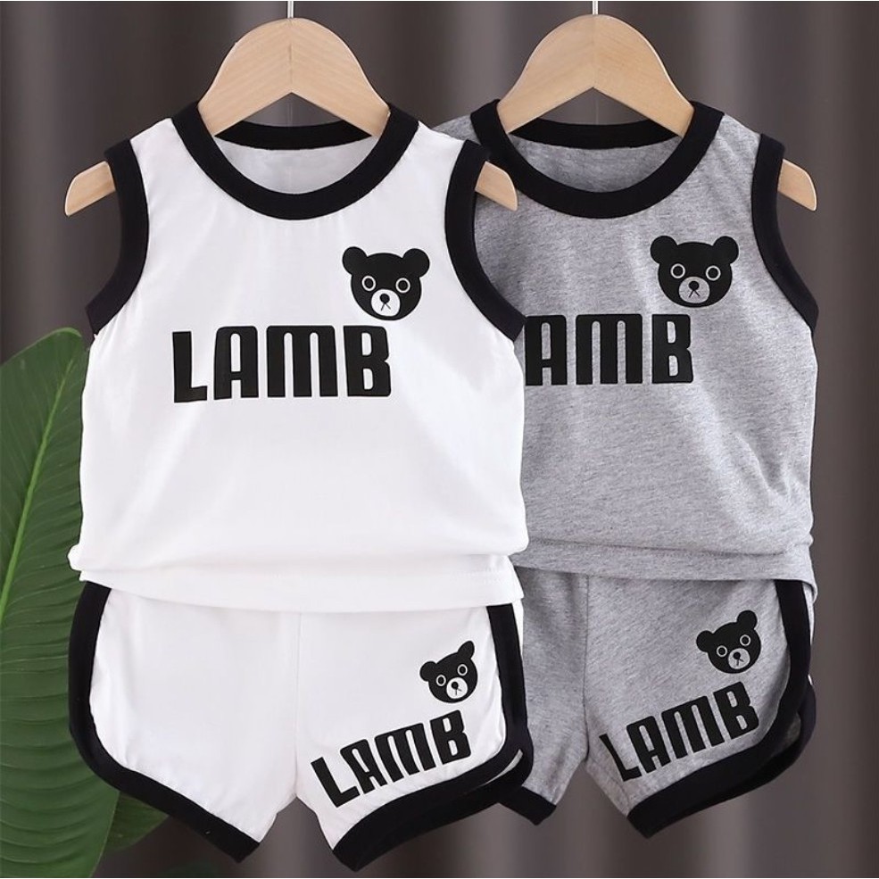 Bộ Ba Lỗ Cho Bé Chất Cotton 4C, Bộ Ba Lỗ Bé Trai In Hình Gấu Cute - SUMO KIDS