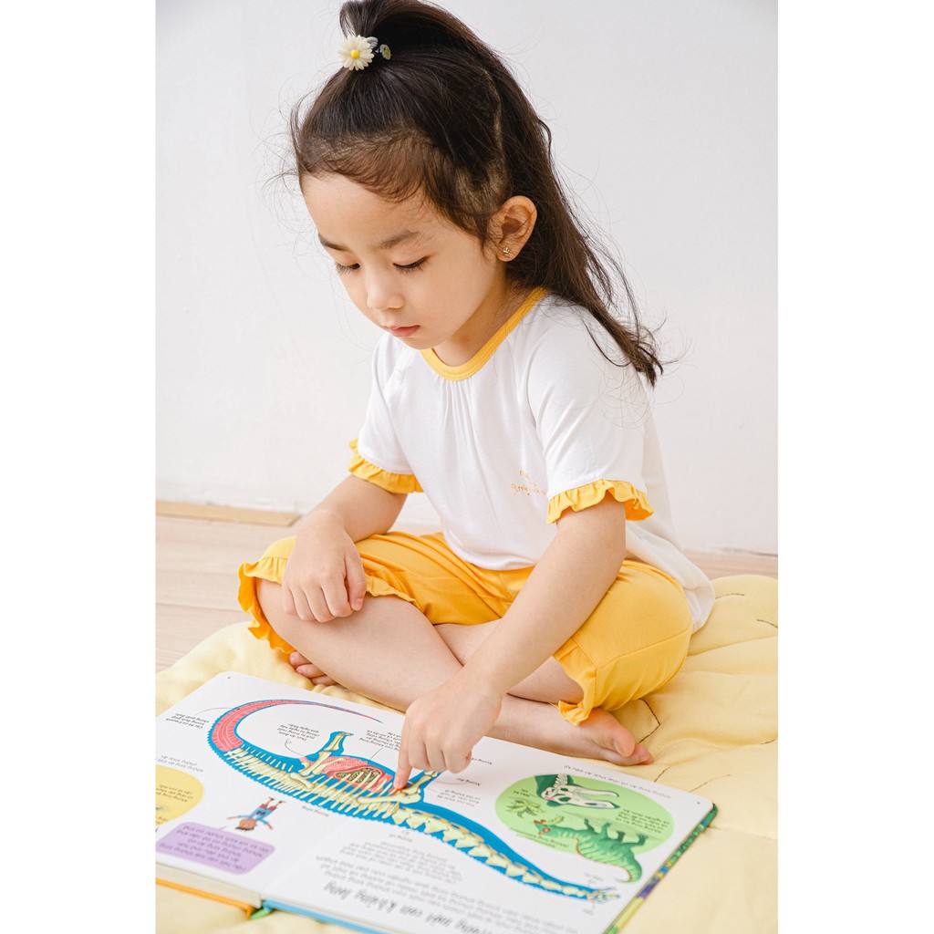 Bộ NOUS bé gái Kids Cộc Trắng Vàng 2Y/3Y/4Y/5Y