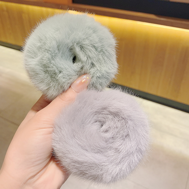 Korean Plush Candy Color Hair Tie Pop Circle Sweet Girl Easy Hairband for Women Fashion Accessories