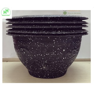5 Chậu Nhựa Trồng Hoa, Cây Cảnh Giả Đá Đen Trường Hải T28