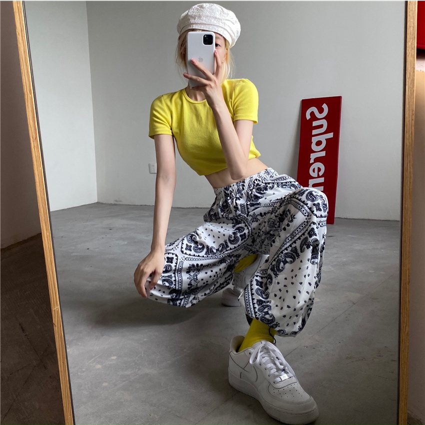 Happy-store ❤️ Quần Vải Ống Rộng Nam Nữ Unisex Quần Jogger Thể Thao Ulzzang Dây Rút Ở Gấu Quần - 2 Màu Trắng Hồng
