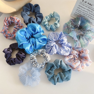 Dây cột tóc vải lụa chiffon màu xanh dương