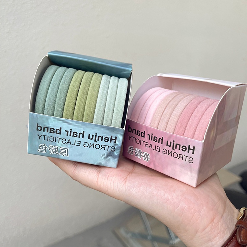 Set 9 Dây Buộc Tóc Co Giãn Nhiều Màu Sắc Dành Cho Nữ
