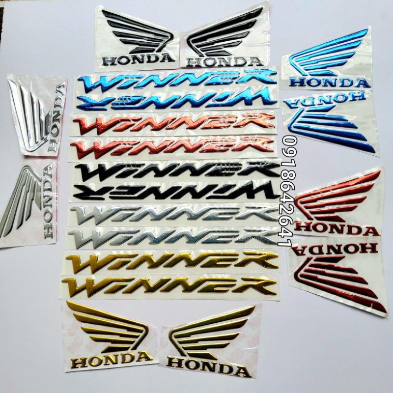 Combo tem chữ Winner như zin và cánh chim Honda nhựa dẻo