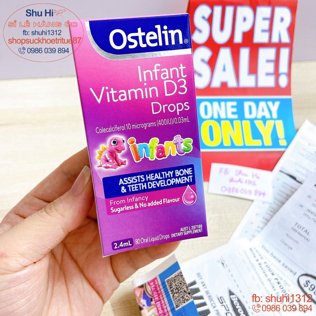 Vitamin d3 ostelin 80 giọt drops 400iu cho bé từ sơ sinh đến 12y, dạng siro liquid 20ml cho bé từ 6 tháng đến 12 tuổi