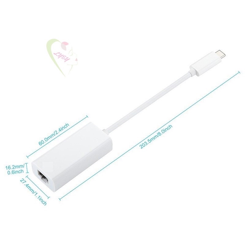 Cáp Chuyển Usb Type C Ra Sang Mạng Lan RJ45 Tối Độ 1GB Cho Macbook Laptop Smart Phone