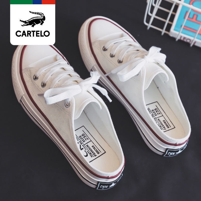 Giày Thể Thao canvas Hở Gót Không Gót Phong Cách Hàn Quốc Mới 2021 Dành Cho Nữ