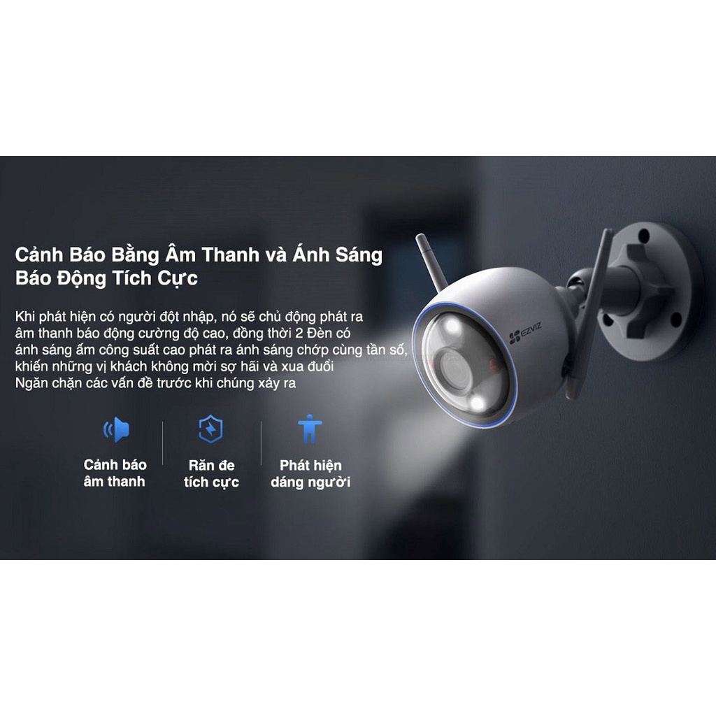 Camera IP WIFI EZVIZ H3 3K 5.0MP Siêu Nét, Phân Biệt Người/Xe , Đàm Thoại 2 Chiều, Chuẩn H.265, Thông Minh Ngoài Trời