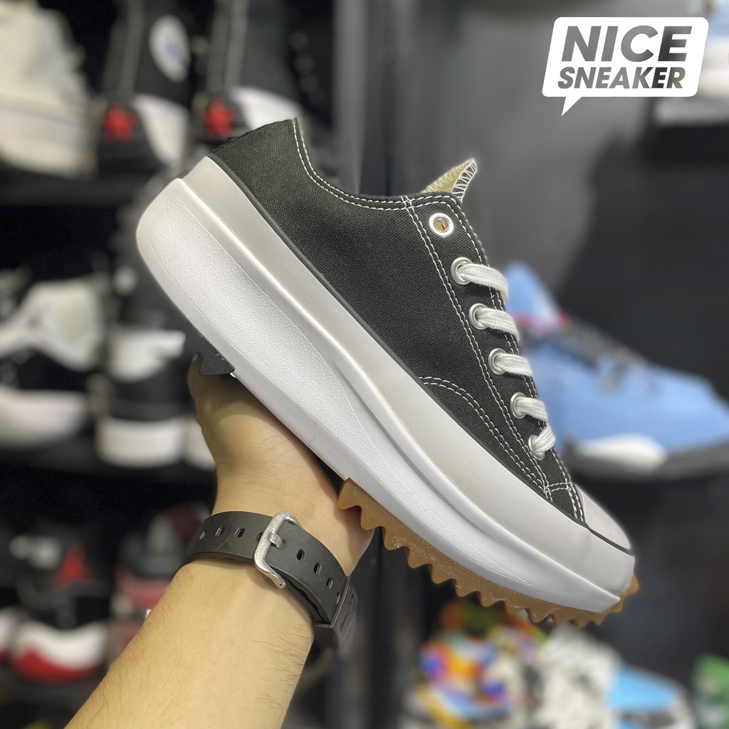 Giày sneaker cổ thấp đế cao : converse run star hike low black ( đen thấp ) | bản 1:1 trung chuẩn .