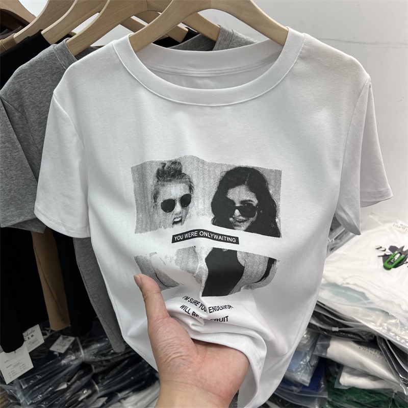 NRVP Áo thun cotton tay ngắn cổ tròn thời trang mùa hè phong cách Hàn Quốc cho nữ