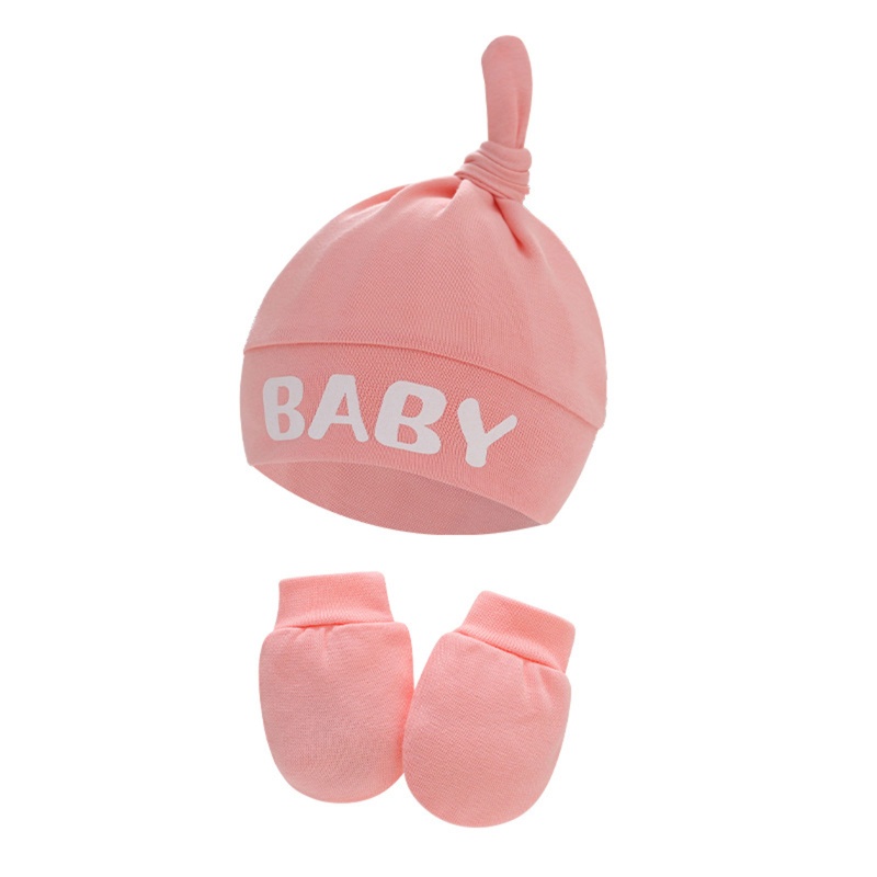 Bộ 2 Găng Tay Và Mũ Cotton Chống Trầy Xước Cho Bé Sơ Sinh