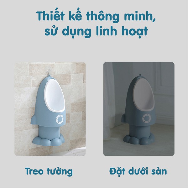 [Haobaby shop] Bô cho bé trai đi vệ sinh Holla - bô vệ sinh đứng, treo tường cho bé trai hình tên lửa