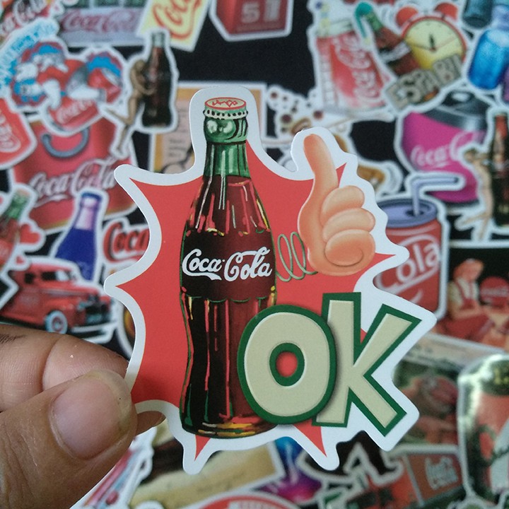 Bộ Sticker dán cao cấp chủ đề COCA-COLA - Dùng dán Xe, dán mũ bảo hiểm, dán Laptop...