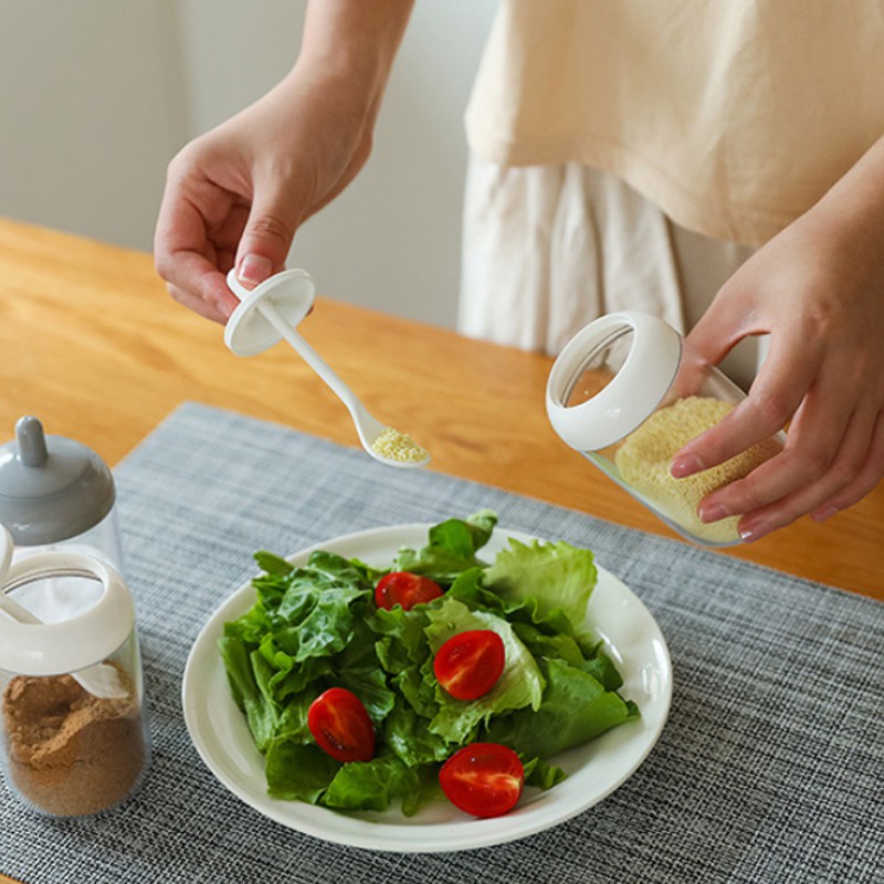 Lọ gia vị, hũ đựng gia vị có kèm thìa tiện lợi, phong cách Nhật nhỏ gọn cho nhà bếp ngăn nắp | BigBuy360 - bigbuy360.vn