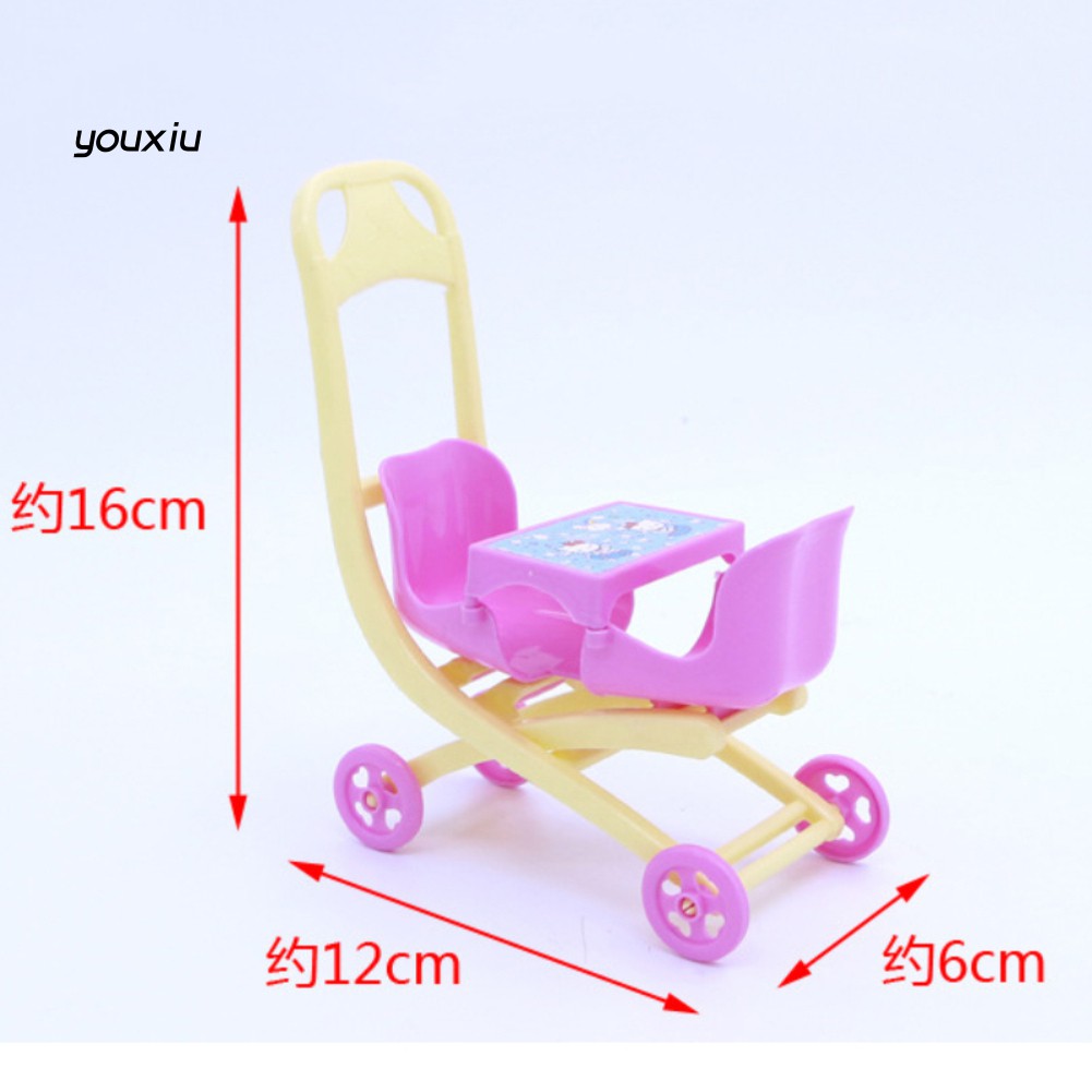 ♛YEWJ♛1 Pc Cute 2 Babies Stroller Mini Pushchair Cart Trolley Gift Home Room Decor