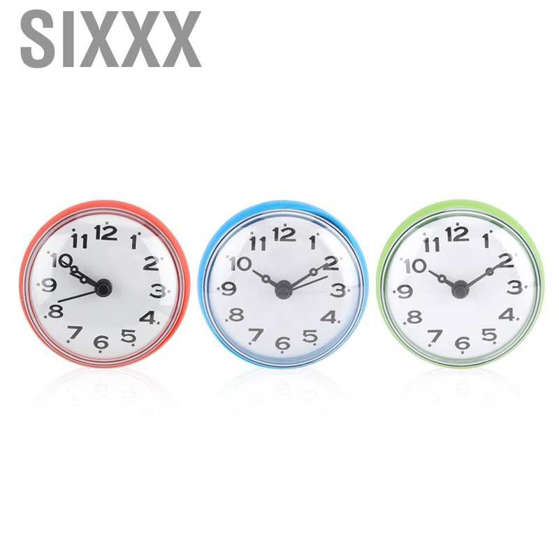 Sixxx Waterproof Suction Wall Window Mirror Bath Shower Clock Home Bathroom Decoration