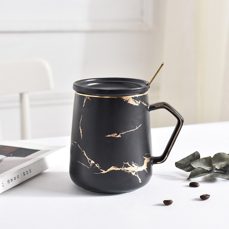 Bộ Cốc Uống Cafe, Ly Sứ Uống Trà Văn Phòng 400ml Vân Đá