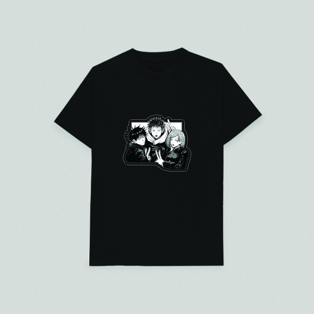 Áo thun phông đen in hình Jujutsu Kaisen Chú thuật hồi chiến chibi anime thời trang nam nữ dễ thương độc đáo