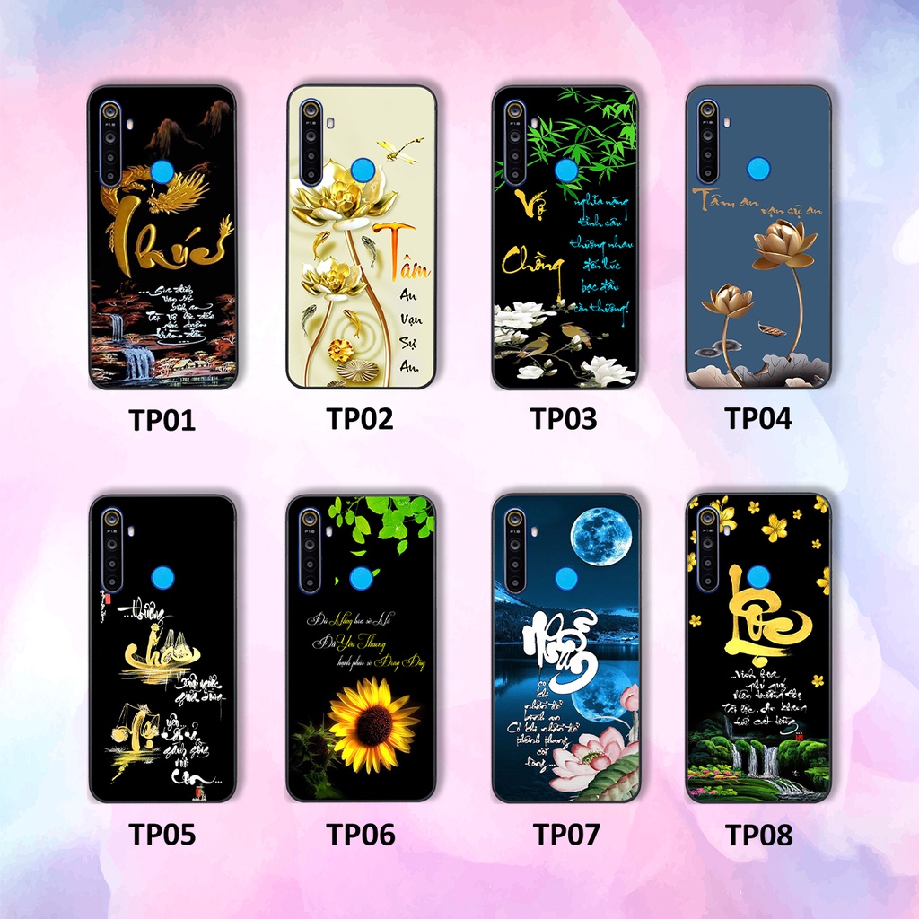 Ốp lưng Realme 5 / 5 Pro / C3 phiên bản cha mẹ - vợ chồng- chữ thư pháp Tâm, nhẫn, phúc lộc thọ cực đẹp và ý nghĩa