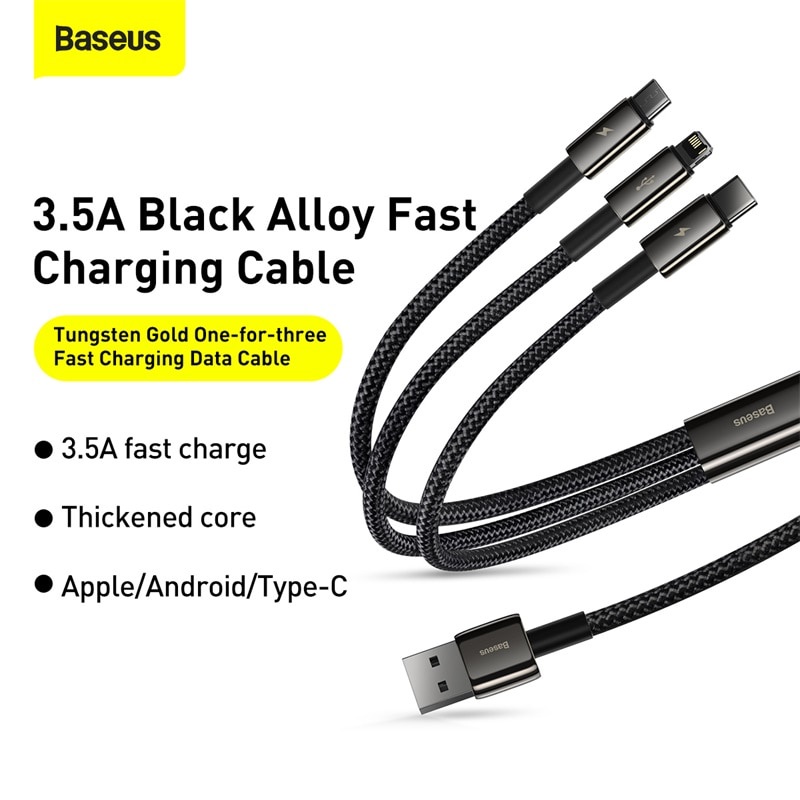 Cáp Dữ Liệu Baseus USB Type C Micro USB 1.5M Thiết Kế 3 trong 1 Cho iPhone 12 Pro Max Android Samsung