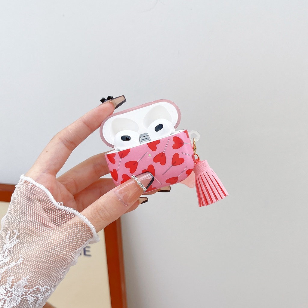 Vỏ Bảo Vệ Hộp Sạc Tai Nghe AirPods3 Pro AirPods2gen Màu Hồng Họa Tiết Trái Tim Dễ Thương 2021 Ốp