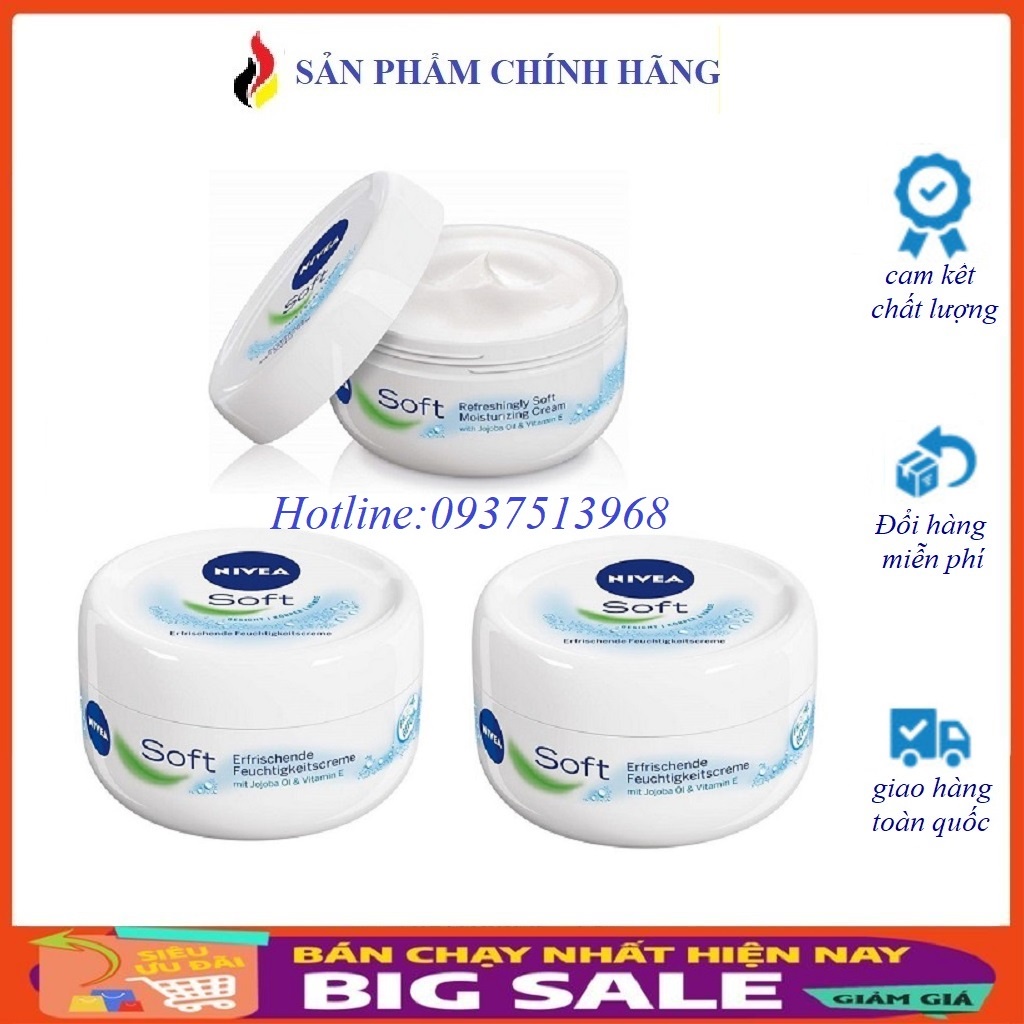 Kem dưỡng ẩm ,Kem Cấp Ẩm Nivea Soft Đức giảm khô da viêm da tạo độ ẩm chống nẻ da mịn màng 200ml & 375ml