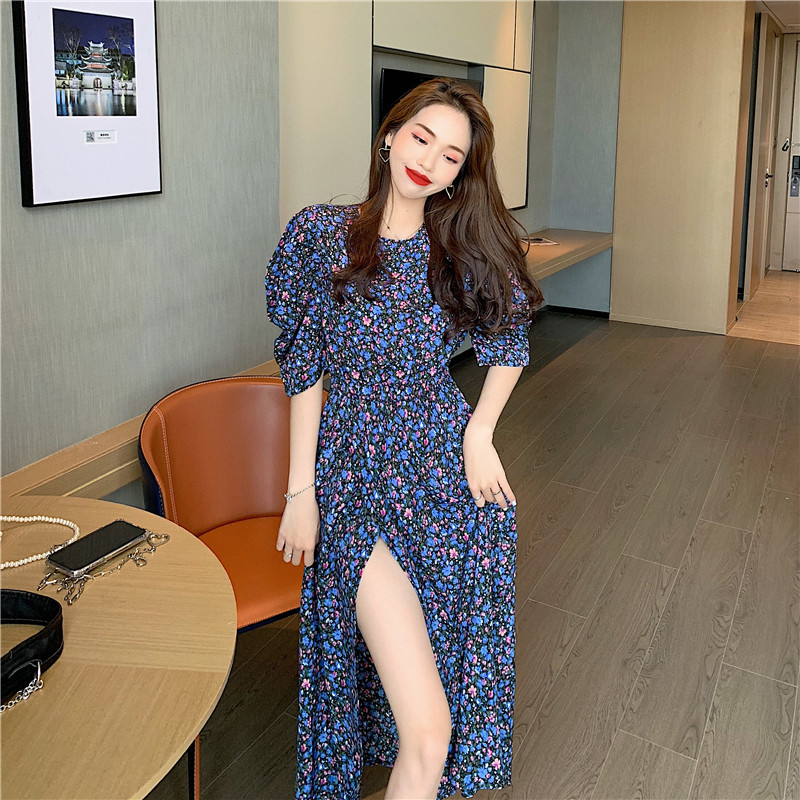 Đầm Dài Tay Ngắn Họa Tiết Hoa Thanh Lịch Thời Trang 2021 Cho Nữ | BigBuy360 - bigbuy360.vn