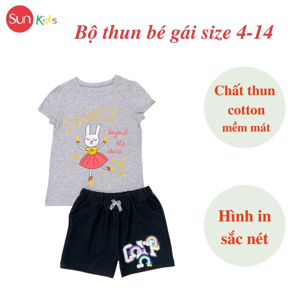 Đồ bộ thun bé gái, đồ bộ trẻ em chất cotton, có nhiều màu, size 4-14 tuổi - SUNKIDS