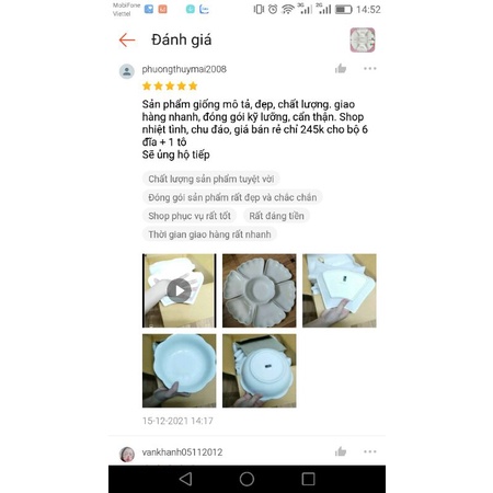 Bộ bát đĩa xứ hình hoa mặt trời-Bộ bát đĩa sứ Minh châu thờ cúng tết rất đẹp men sáng-có phản hồi kháchmua