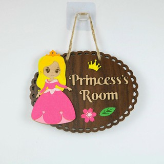 Biển bảng gỗ decor PRINCESS'S ROOM trang trí gia đình - nhà cửa - treo tường - treo cửa GD10( tặng kèm móc treo)