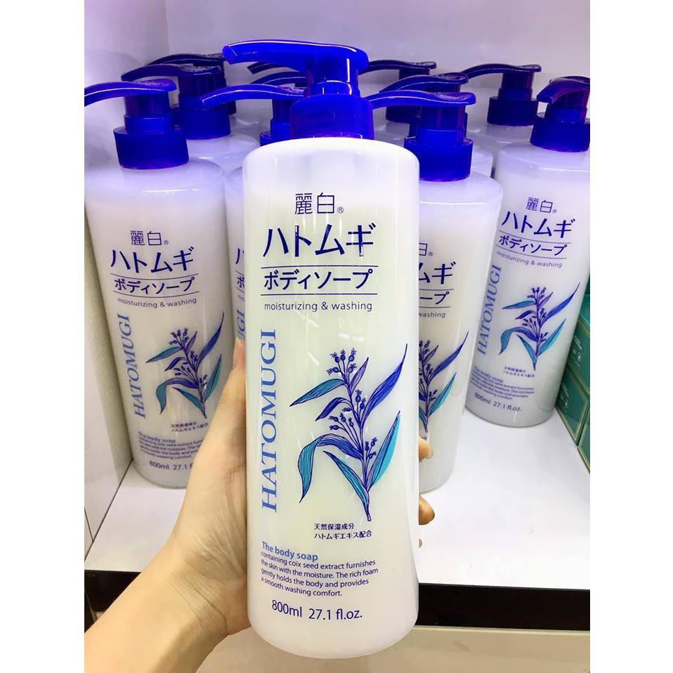 Sữa tắm dưỡng ẩm trắng da Hatomugi Moisturizing Washing 800ml của Nhật Bản