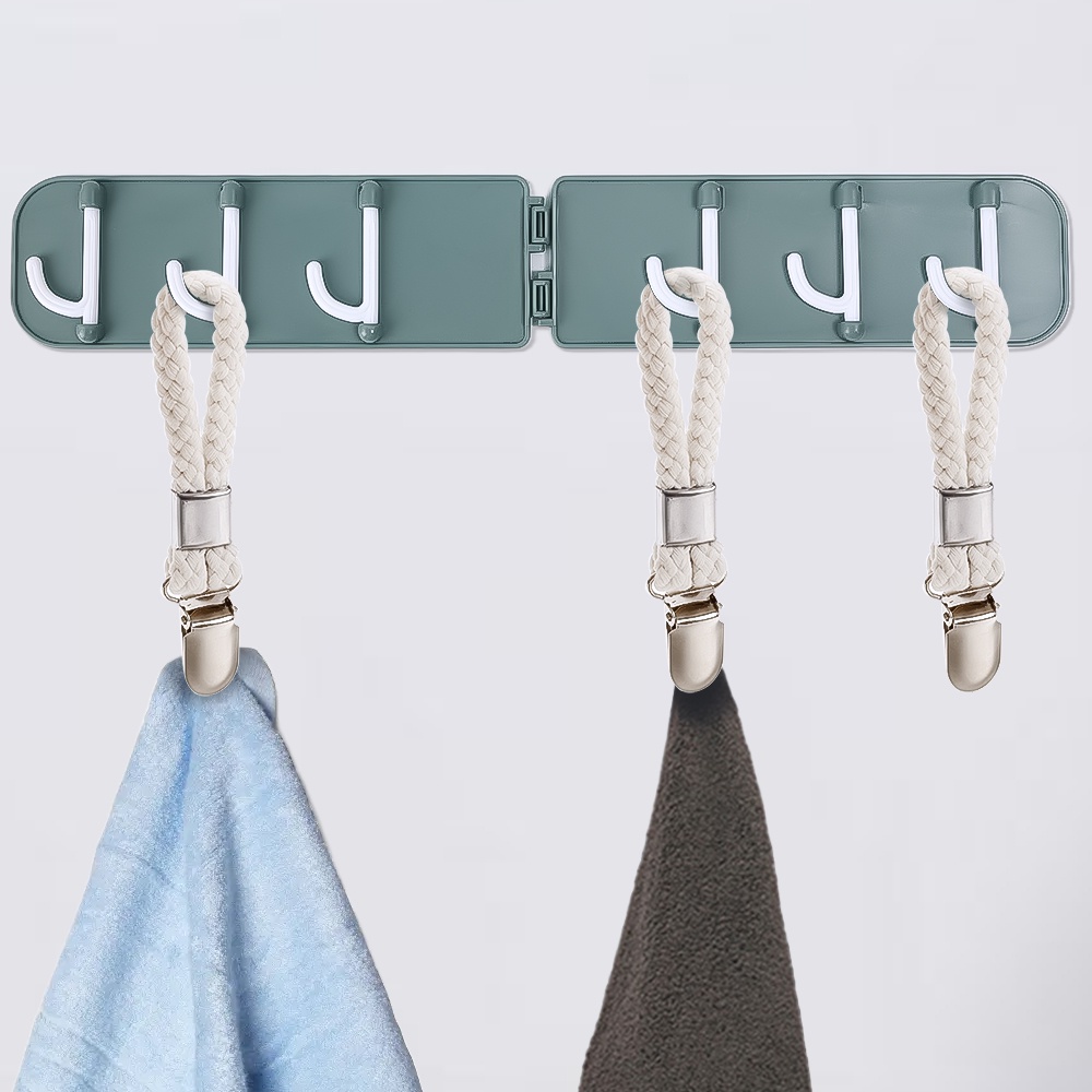 Set 4/6 Móc Treo Khăn Bằng Dây Cotton Bện Màu Trắng Có Kẹp Kim Loại Đa Năng