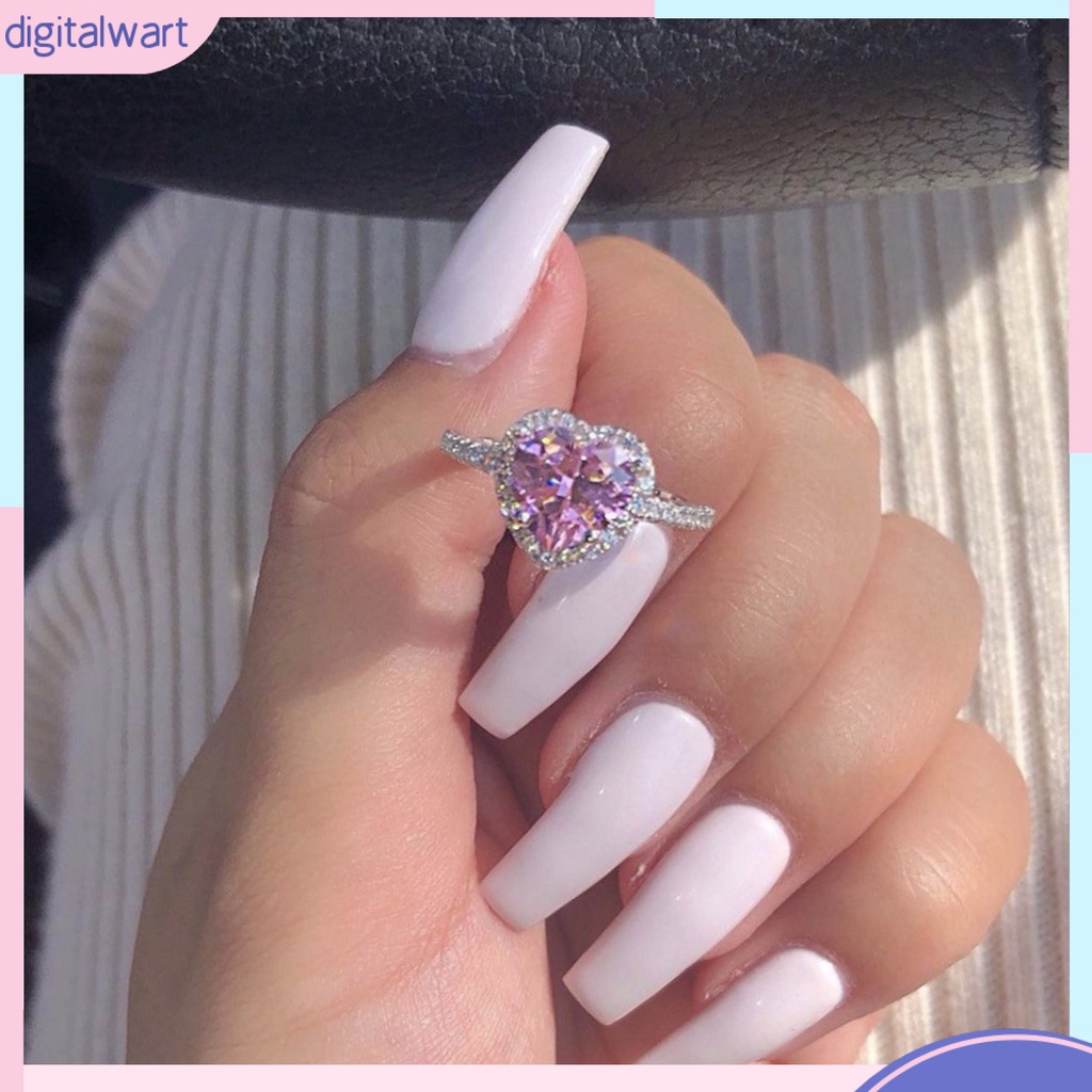 Nhẫn Mạ Bạch Kim Hình Trái Tim Đính Đá Xinh Xắn Cho Nữ