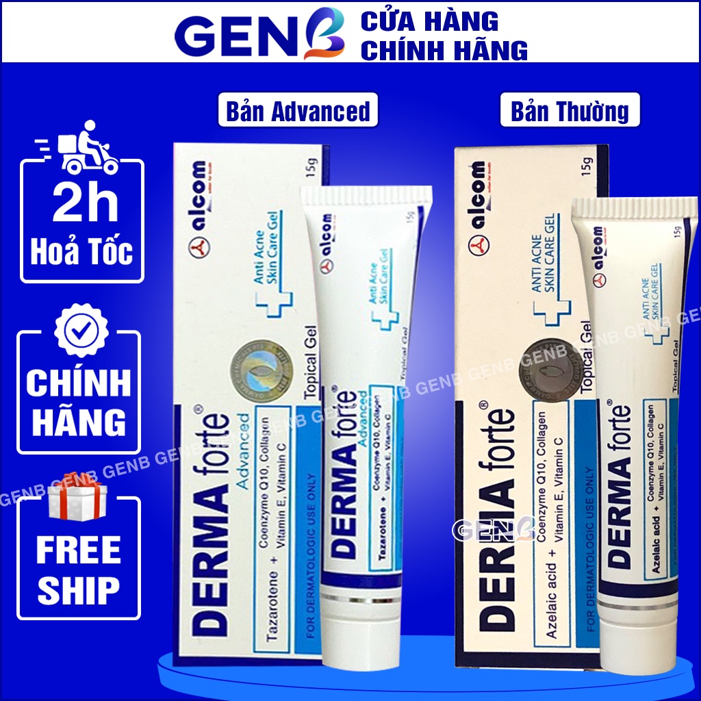 Derma Forte 15g CHÍNH HÃNG Kem Chấm Mụn Giảm Mụn Giảm Vết Thâm - Gel Ngừa Mụn Cao Cấp - Mỹ Phẩm AUTH GENB