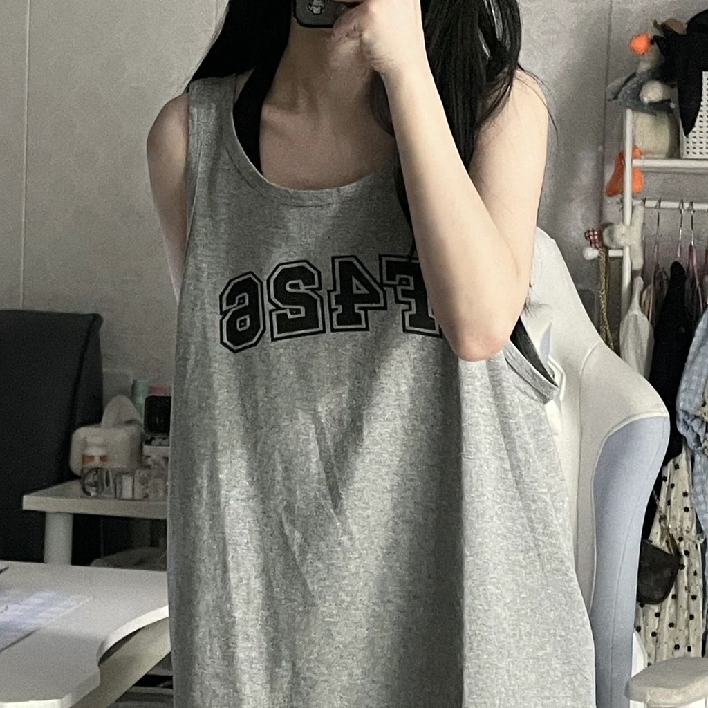 Áo Ba Lỗ Thể Thao In Chữ Dáng Rộng Thời Trang Hàng Mới 426