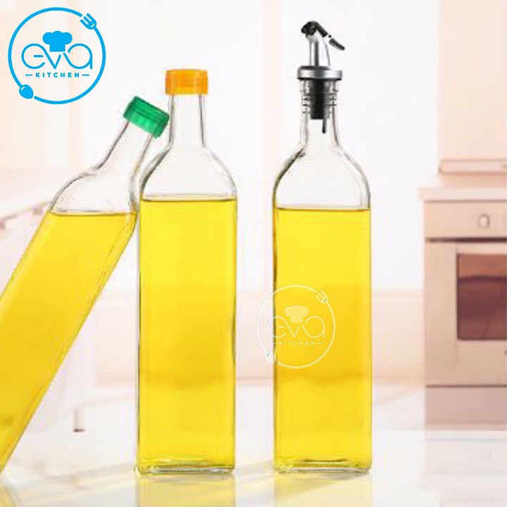 Chai Thuỷ Tinh Vuông Rót Gia Vị Rót Dầu OiL Can 1000 Ml