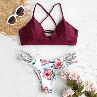 Bikini 2 mảnh họa tiết hoa thiết kế xinh xắn dễ thương cho nữ