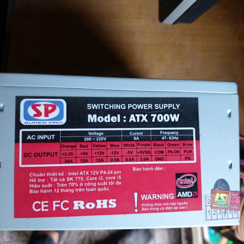 Bộ nguồn ATX 700W SP super pro RoHS đẹp 95% hàng tháo máy ok