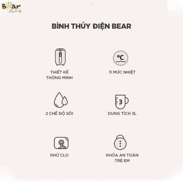 Bình thủy điện Bear KE-B30V1, Bảo hành 18 tháng